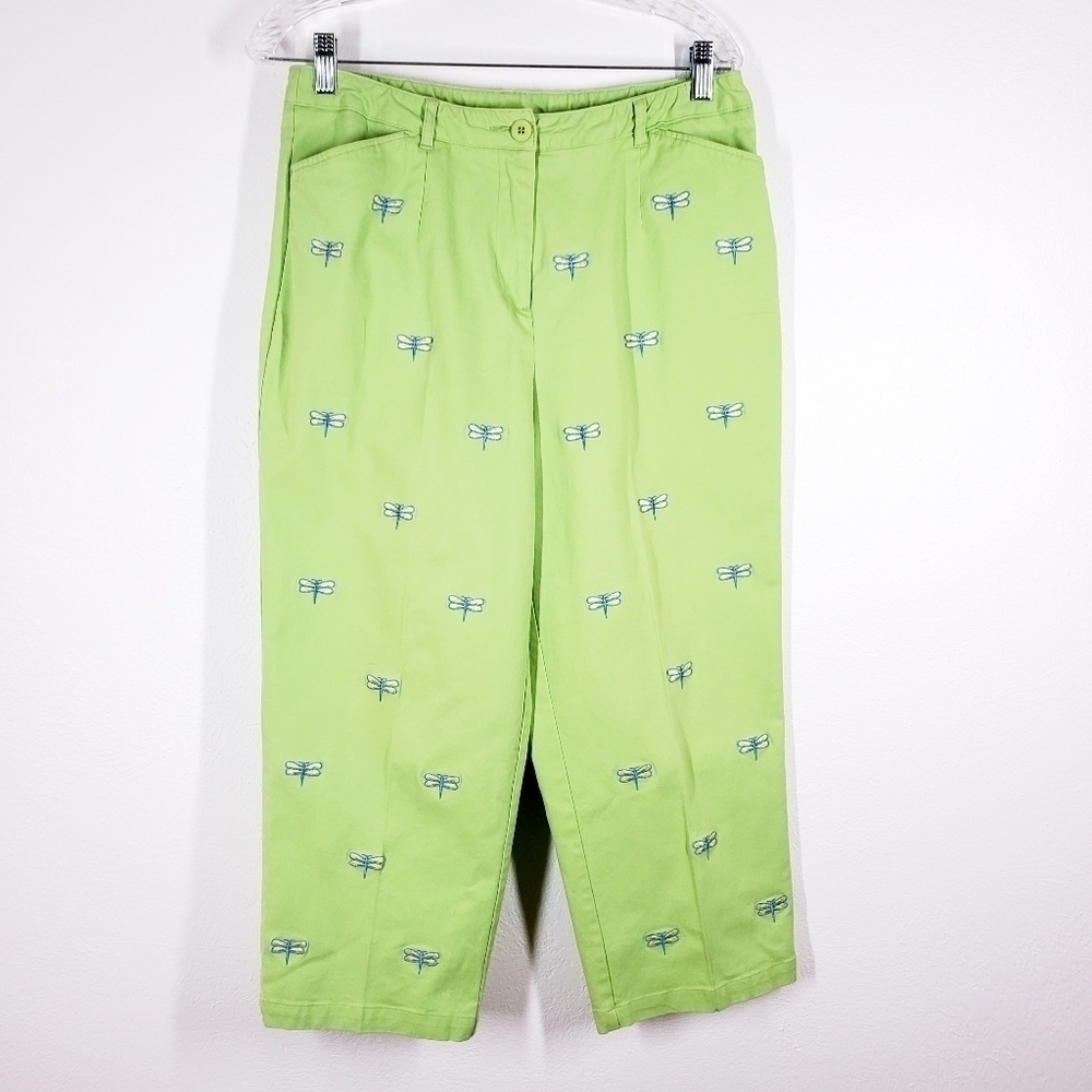 APPLESEED'S EMBROIDERED DRAGONFLY CAPRI
